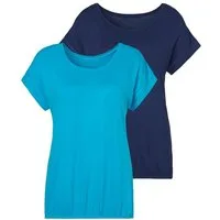 Vivance Kurzarmshirt mit Gummizug im Bund (2er-Pack) Sommershirts aus weichem Viskose-Stretch