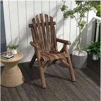 Outsunny Gartenstuhl Adirondack Gartensessel Hochlehner mit Armlehne (Holzstuhl, 1 St), Tannenholz Braun 83 x 68 x 101 cm