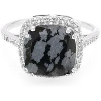 Cavill Silberring Cavill Ring 2,71 ct Obsidian mit 42 weißen Topasen, Silber (1-tlg)