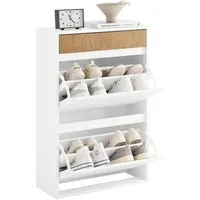 SoBuy Schuhschrank FSR205, Schuhkipper schmal Schuhregal Schuhorganizer, mit Schublade Schuhschrank mit 2 Klappen, perfekt für schmale Flure, für 12 Paar
