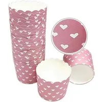Frau WUNDERVoll Muffinform Muffin Backformen, groß Durchmesser 6,1 cm, rosa, weiße Herzen, Höhe, (50-tlg)