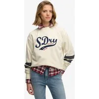 Superdry Sweatshirt VARSITY SCRIPT LOOSE CREW aus Baumwolle, Relaxed Fit, mit Rundhalsausschnitt, pflegeleicht