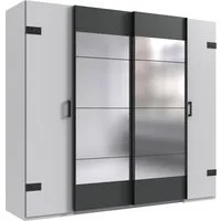 Wimex Schwebetürenschrank Stockholm, Schlafzimmerschrank mit Industrial-Look, rustikale Optik Kleiderschrank mit Spiegel BESTSELLER Schrank Garderobe