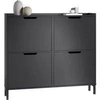 SoBuy Schuhschrank FSR100, Schuhkipper Schuhregal Flurschrank Schuhkommode Schuhschrank schmal, mit 4 Klappen, für 8-12 Paar Schuhe, Diele, Flur