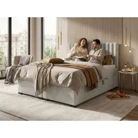 Beautysofa Boxspringbett ERIC mit Bettkasten (mit hohem Schlafkomfort, Premium Polsterbett in 6 angesagten Farben), Doppelbett mit integrierter Federkernmatratze & Topper GRATIS