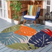 Sanat Teppich Floral Outdoor, rund, Höhe: 6 mm, In- und Outdoor geeignet, florales Design, Balkon, Terasse