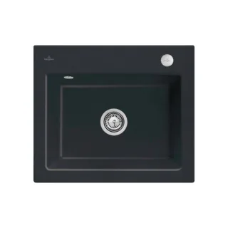 Villeroy und Boch Subway 60 S Einbauspüle 330902S5 mit Ablaufgarnitur, Excenterbetätigung, 600 x 510 mm, ebony CeramicPlus