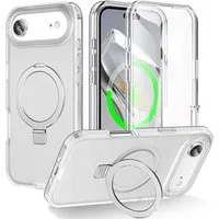 Wigento Handyhülle Für Apple iPhone 17 Air Skin Feel MagSafe Ring 360 Hülle Transparent, 360 Grad MagSafe Frosted Skin Feel Hülle