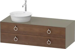 Duravit White Tulip Konsolenwaschtischunterbau wandhängend Amerikanischer Nussbaum & Stein Grau Matt WT4992L77H20010