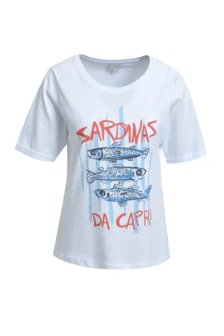 Milano Italy - roundneck t-shirt w/ AW 1/4 sleeve white - Gr. - XL