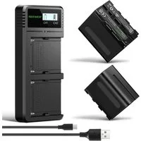 Neewer NW-F970 2x NP-F970 Akkus mit LCD Ladegerät für Sony FX3/A7 & Canon R5 Batterie-Ladegerät (Packung)
