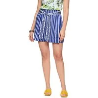 Marc Cain Shorts Amalfi Portofino Lemons Premium Damenmode gestreift, Model: WARANGAL, mit Gürtel