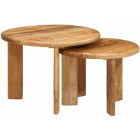 vidaXL Couchtisch Nesting-Couchtische 2 pcs Braun Massivholz (2-St)