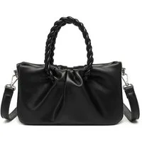 Miss Lulu Umhängetasche PU Leder Schultertasche – Klein, mit Schulterriemen & Flechthenkel
