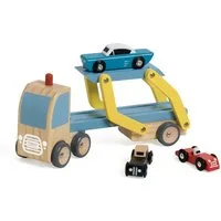 Classic World Spielzeug-Auto Holz Autotransporter mit 3 Autos, Spielzeug ab 18 Monaten