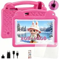 oyajia Kinder Tablet mit Hülle, Android 15 Octa Core 64GB Expand 1TB HD IPS Tablet (10.1", 64 GB, Quad Core, 2.4G+5G, WiFi 6 BT 5.0, Google Kids Space, Gemini AI, mit Stylus Tasche Sticker)