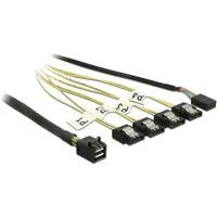 Adapterkabel Mini SAS HD SFF-8643 > 4x SATA 7 Pin Reverse schwarz, 1 Meter, mit Sideband
