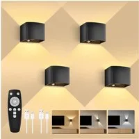 GeyouLux Wandleuchte 5000mAh Aufladbare Wandleuchte Innen, Fernbedienung & Dimmbar, LED-Lampen, LED Wandlampe mit Bewegungsmelder, 4 Stück