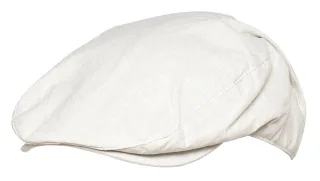 Flache Herrenmütze aus Leinen in Creme & Denim - Creme