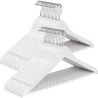 SONGMICS Kleiderbügel Holzbügel, Hosenbügel, 360° drehbarer Haken, für Träger und Jacken, (30-tlg), schlank Bügel, 0,8 cm dünn, platzsparend, Birkenholz, wolkenweiß