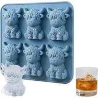 Agger Eiswürfelform Niedliche Mini 3D Hochlandrind Eiswürfelform,lustige Silikonformen, Wiederverwendbare Eiswürfelforms für Schokolade, Bonbons und Seife