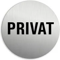 OFFORM DESIGN Hinweisschild Privat Aluminium Edelstahloptik Ø 75 mm selbstklebend, (1 St)