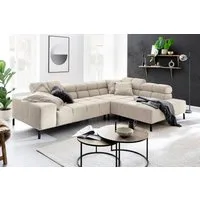 Home affaire Ecksofa Ancona New, wahlweise motorische Sitztiefenverstellung, auch in Cord, feine Steppung, mit Kopfteilverstellung, 3 Zierkissen, L-Form