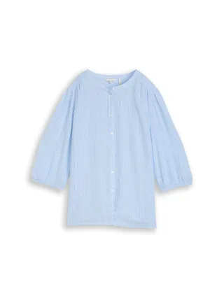 Tom Tailor - Plus Size - Bluse mit Leinenanteil fjord blue irregular stripe - Gr. - 52