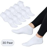 EAAKIE Sneakersocken Sneakersocken Unisex Kurzsocken 5/10/20/30 Paar Weiß Baumwolle (30-Paar)