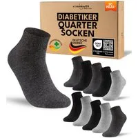 sockenkauf24 Diabetikersocken kurz ohne Gummibund & ohne Naht Quarter Diabetiker Socken Baumwolle (Set, 20-Paar) Diabetiker Socken mit Komfortbund ohne Gummi für Damen & Herren