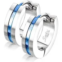 BUNGSA Creolen-Set Klapp-Creolen mit Mittelstreifen aus Edelstahl Unisex dunkelblau (1 Paar (2 Stück), 2-tlg), Ohrschmuck Ohrringe