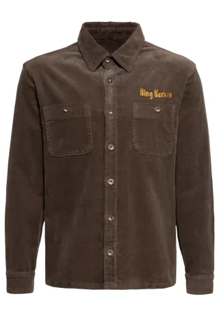 King Kerosin Herren Workwear Hemd Split The Road dunkelbraun