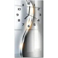 Tulup Wanduhr Silberne Welle Moderne Küche Stille Glasuhr 30 cm x 60 cm (Analog, Stille Uhr)