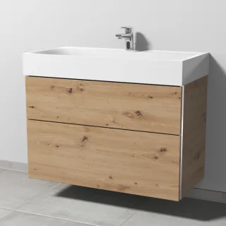Sanipa 3way Waschtischunterbau zu Kaldewei Silenio Waschtisch mit 2 Auszügen, Eiche Natural-Touch BR45685