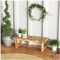Outsunny Bank Sitzbank, Gartenmöbel, Rustikale Bank, Massivholz (2-Sitzer Holzbank, 1-St., Gartenbank), Dunkelbraun, 110 x 38 x 35 cm