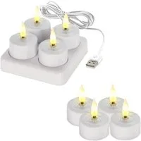 Spetebo Teelicht LED wiederaufladbar mit Ladestation (8er Set, 1-tlg., Künstliche Kerzen), mit Flackereffekt