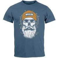 Neverless Print-Shirt Herren T-Shirt Printshirt Moin Skull Windrose Kompass Totenkopf mit Print