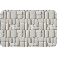 OnlyWow Badematte Relief - Textur - Weiß, Höhe 10 mm, Polyester, Rechteckig, Badezimmerteppich, Badteppich, Rutschfest, Badvorleger, Waschbar