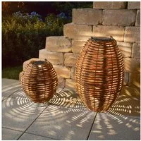 esotec LED Windlicht Solar Rattanleuchten Victoria H60+30cm CCT 3000/4000/6000K IP44 102280, LED fest integriert