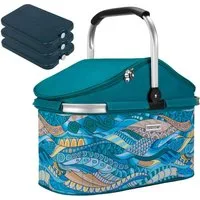 anndora Einkaufskorb thermo Shopper Kühlkorb mit Kühlakkus, 25 l, isolierter Deckel - 3 Kühlakkus - leichter stabiler Alurahmen
