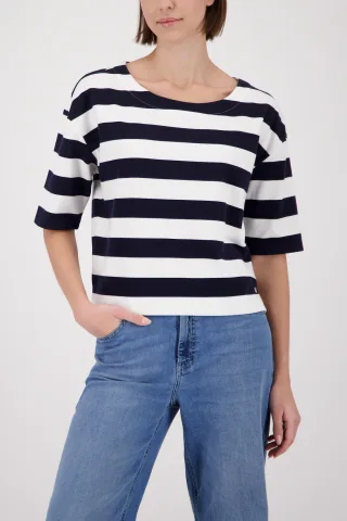 monari - Sweatshirt mit Streifen marine ringel - Gr. - 44