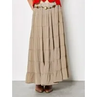 Apricot Maxirock Chiffon-Maxirock (mit Gürtel) mit Stufen
