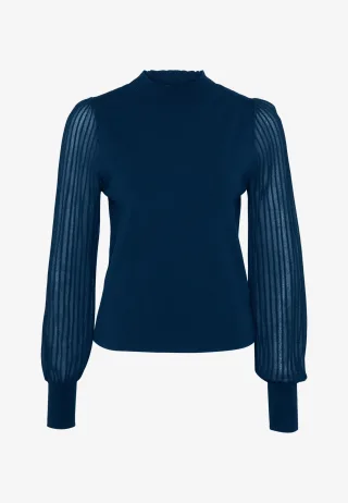 zero - Strickpullover mit transparenten Ärmeln teal ocean - Gr. - 36
