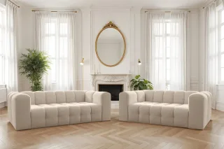 Sofaset Designersofa SOLVIE 2-3 in Stoff Tiffani Beige