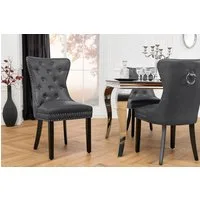 riess-ambiente Esszimmerstuhl CASTLE schwarz - Kunstleder, Holzbeine, Komfortgriff, Ziernieten (Einzelartikel, 1 St), Barock & Chesterfield-Kombination - ideal für Küche & Esszimmer