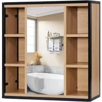 EUGAD Badezimmerspiegelschrank aus Metall Holzwerkstoff, 60 x 58 x 16 cm
