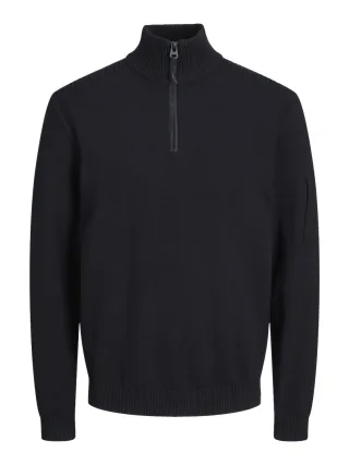 JACK&JONES - JCOLEAD KNIT HALF ZIP black - Gr. - S
