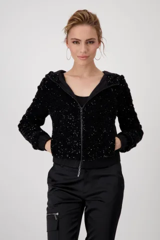 monari - Pailletten-Blousonjacke schwarz - Gr. - 38