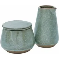Mirabeau Geschirr-Set Zuckerdose und Milchkännchen Biarré türkis/braun, Steinzeug