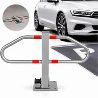 Mucola Absperrpfosten Parkplatzbügel Parkpfosten Absperrung Abschließbar Grün Silber Poller (Stück, inkl. Schlüssel), Pulverbeschichtet